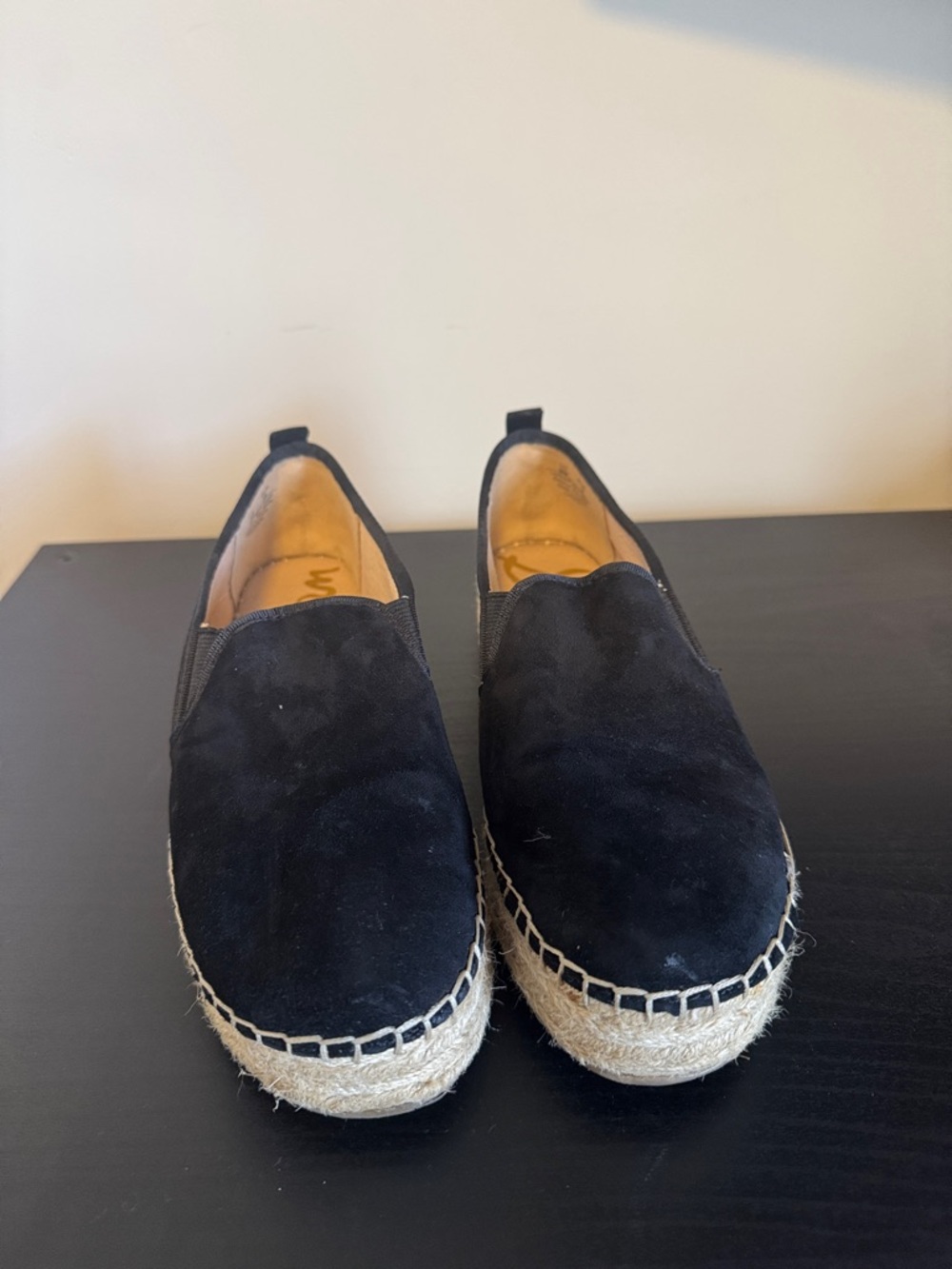 Sam Edelman Black Suede Espadrille Slip-On Flats
